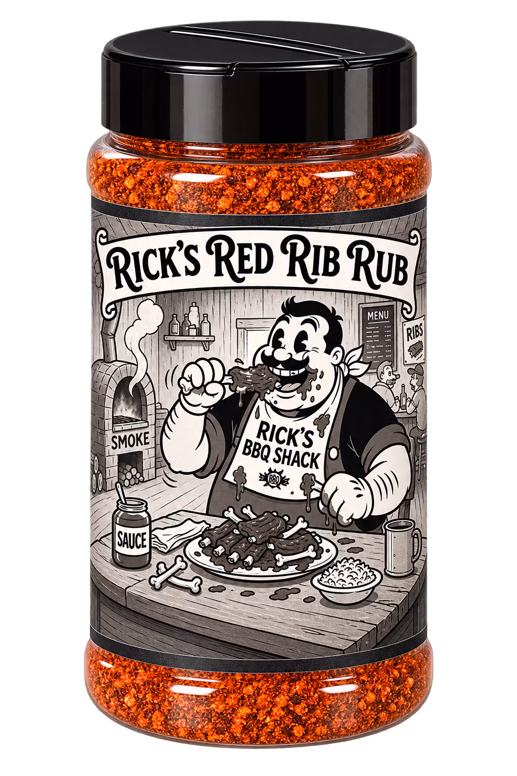 Bottle of Rick's Red Rib Rub